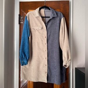 Nasty Gal Colorblock Corduroy Button Front Dress